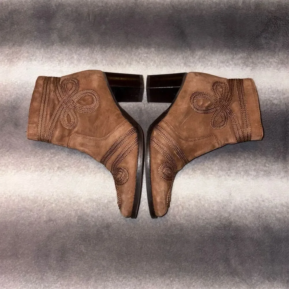 Very Volatile Women's Brown Western Embroidered Ankle Boots Size 9